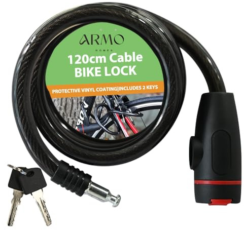 Armo© Heavy Duty Bike Bicycle Lock with Mounting Bracket Cable Lock for Scooter, Bike, Door with 2 X Padlock Keys