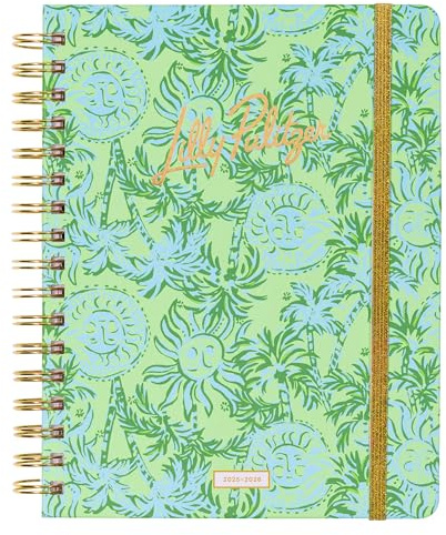 Lilly Pulitzer Large Monthly Planner August 2025 - December 2026, Monthly Agenda & Calendar, Stickers, Pockets, & Spiral Binding (Catchin Rays)