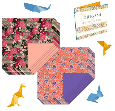 Magicamente Carta – Carta Origami 15x15, Kit 2 Portfolio con 60 Fogli e 2 soggetti, Fogli Origami Decorativi per Pieghe e Creazioni Artistiche, Origami Paper Made in Italy
