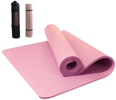 Penlimly Alfombrilla de yoga, almohadilla de ejercicio antideslizante, accesorios de gimnasio en casa, esterilla de yoga gruesa con bolsa de almacenamiento, para mujeres y hombres, pilates