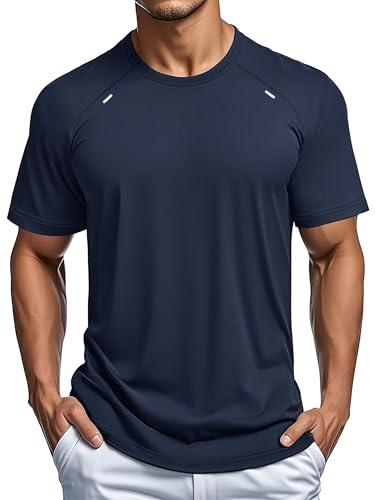 MAGCOMSEN Maglia Palestra Uomo in Rete Traspirante Rapida Asciugatura Sportiva Running a Manica Corta