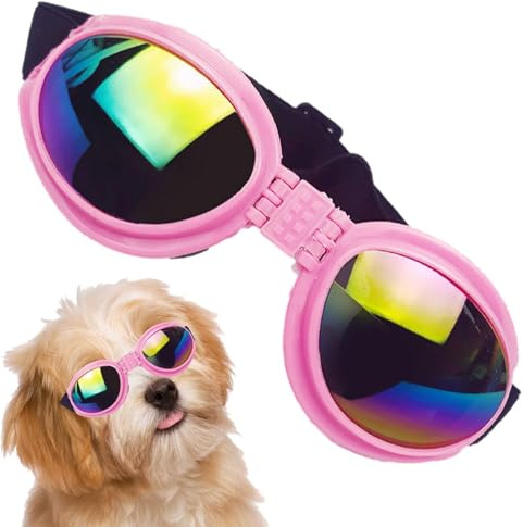 Generiska hundsolglasögon – anti-UV-solglasögon | Anti | vindtäta husdjursglasögon | Hundglasögon för medelstora till hundar | justerbara elastiska remmar och rörliga näskuddar för S