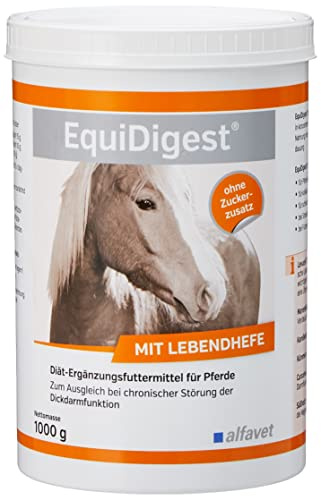 Alfavet EquiDigest för kompensation vid kronisk störning i tjocktarmfunktionen, kosttillskottsfoder för hästar, 1000 g