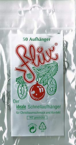 260034 Schnellaufhänger Silber 50 Stück, Weihnachtskugelaufhänger, Baumschmuck