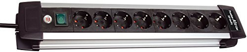 Brennenstuhl - Premium-Alu-Line Steckdosenleiste schwarz mit Schalter, 8-Fach, Silber/schwarz, 1