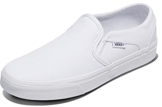 Vans Women's Asher Slip-On Shoe - Casual Sneakers for Walking, Fashion & Work. (Canvas) Truewht/Truewht. 8