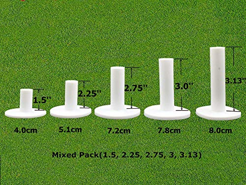 FINGER TEN Golf Rubber Tees for Driving Range Mats Value 5 Pack, Durable for Practice Mat Top Holder Indoor Outdoor (White, Mixed Size)