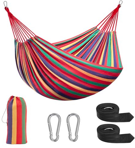 Signstek Hängematte Mehrpersonen 230x 150 cm, Belastbarkeit bis 300 kg Reisen Camping (Rot)