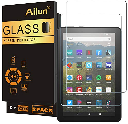 Ailun Screen Protector for Amazon Kindle Fire HD 8/8 Plus/Kids [8 inch] 2022&2020 Released - 0.33mm Tempered Glass, Ultra Clear, Anti-Scratch, Case Friendly