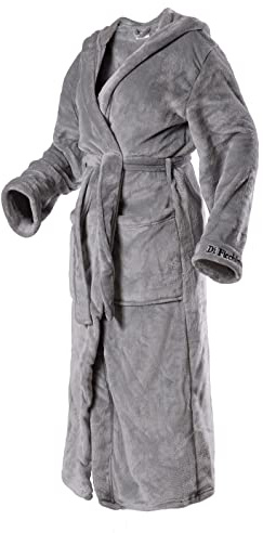 Di Ficchiano Unisex Herren Damen Bademantel mit Kapuze I Morgenmantel flauschig I Nachtwäsche aus edler Mikrofaser I Kimono Farbe: Shiny-anthrazit, Gr. XS