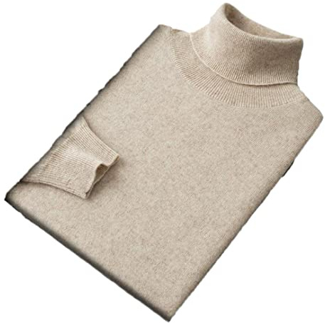 Hamthuit Kashmir klassisk polokrage herr pullover höst vinter all-match varm jersey jumper stickad tröja, BEIgE, XL