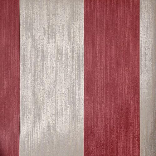 KT·EXCLUSIVE WALL FASHION Carta da parati a righe Broad Stripe, grigio e rosso
