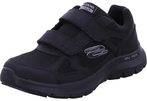 Skechers Flex Advantage 4.0 Fortner Black Velcro Adjustable Mesh Trainers Shoes (UK_Footwear_Size_System, Adult, Men, Numeric, Medium, Numeric_10)