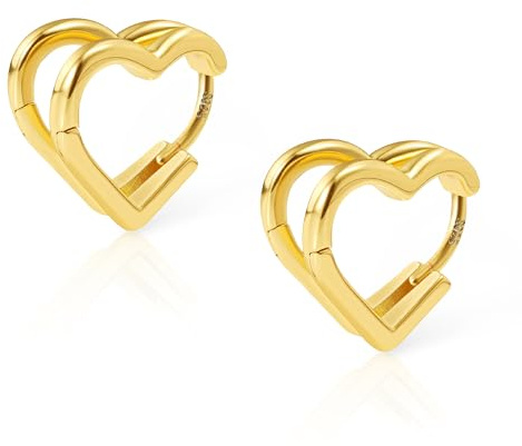 ALEXCRAFT Pendientes Plata 925 y Doble Aro Acero Inoxidable, Aros Dorados