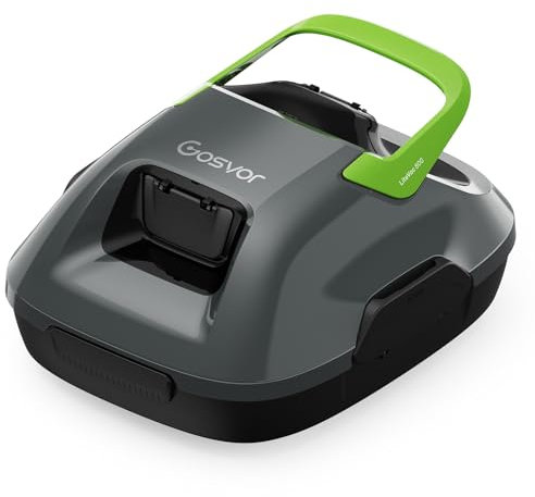 Gosvor Robot Piscine sans Fil, Aspirateur Piscine avec Autonomie de 90 Minutes, Nettoyage Automatique avec Fonction de stationnement Automatique, Nettoyeur de Piscine Compact, Idéal pour 80㎡(Vert)