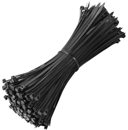 Beshine Black Cable Ties, 200mm x 3.6mm, Pack of 200, 8 Tie Wraps - Self Locking, Strong Nylon Zip Ties for Home Office Garage and Workshop