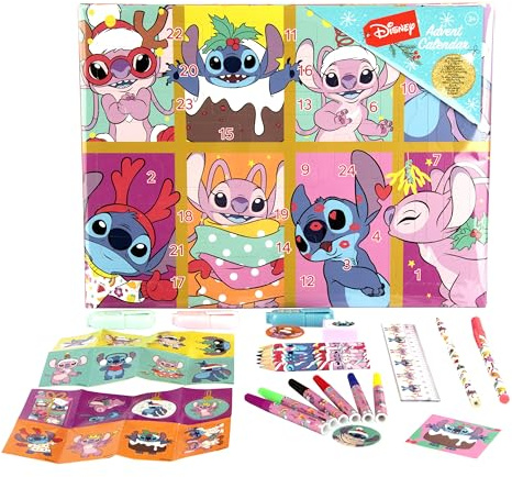 CyP Brands - Stitch, Calendrier de l'Avent, 24 surprises, Cadeau enfant, Licence officielle Marvel, Activités et jouets, Noël pour garçons et filles