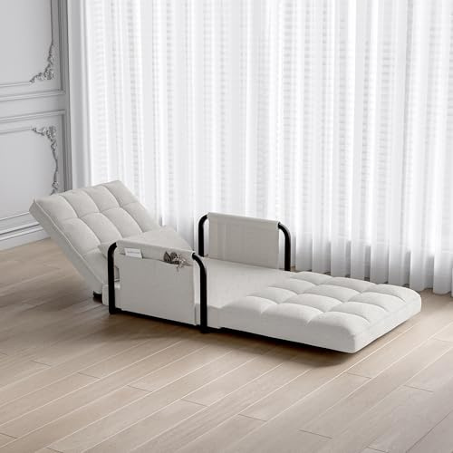 Poltrona letto 1 posto convertibile, divano letto convertibile 1 posto poltrona salotto con schienale regolabile a 5 livelli in tessuto di agnello morbido per la pelle, cuscino incluso, divano per 1