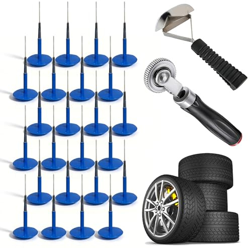 26-delat däckreparationssats, bildäck reparationssats, däckreparation patch-verktygssats, däckvård reparationssats lämplig för bil, motorcykel, cykel, lastbil, buss och jordbruksdäck