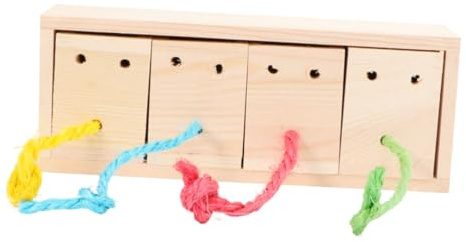 FONDOTIN Jouet Éducatif Interactif en Bois Résistant aux Morsures Beige Jouet Mangeoire à Oiseaux pour Perroquets et Oiseaux Adapté Jeu à Domicile et Parc de Jeu