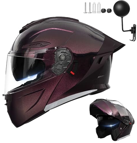 Frcychri Modulable Casque Moto Flip Up Casque Adulte Moto avec Double Visière Casque Scooter Casque Integral Modulable pour Homme Femme Dot ECER22-06 C,2X-Large