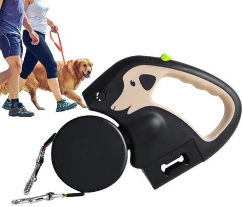 Guinzaglio retrattile per cani – Cavo per animali da compagnia a doppia estremità di 3 metri, Guinzaglio da jogging, Strumento di allenamento, Design di nastro di sicurezza riflettente, funzione di
