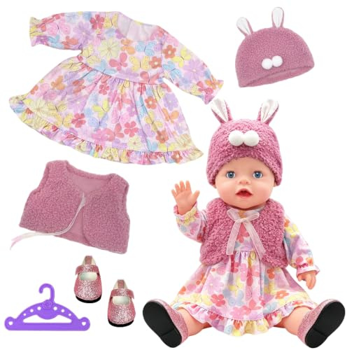 Ropa de muñeca de 30-45 cm + zapatos de purpurina fina rosa profundo