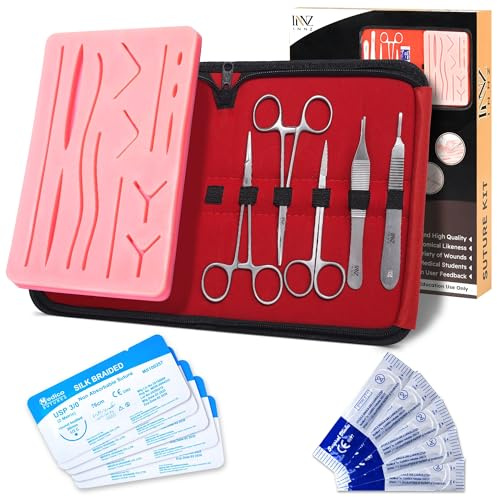 INNZ Professional Suture Practice Kit – Complete Suturing Training Set with 3-Layer Silicone Suture Pad, Surgical Tools, Thread for Medical, Nursing & Veterinary Students