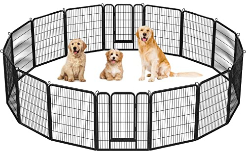 Yaheetech 16-Panel Heavy-Duty Dog Playpen for Puppies/Small Dogs, Pet Exercise Pen for Garden/Yard Indoor/Outdoor Use 100cm Height