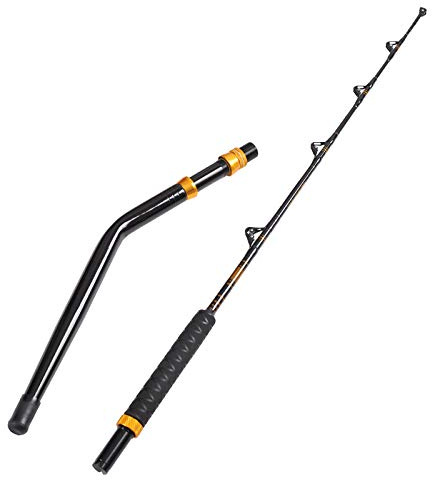 Fiblink Bent Butt Fishing Rod 2-Piece Saltwater Offshore Trolling Rod Big Game Roller Rod Conventional Boat Fishing Pole (Length: 7')
