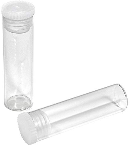288 stycken platta basglas 50 x Ø 14 mm, klara, för globuli, pulver, testsatser, fasta ämnen, inklusive proppar, lamellpluggar