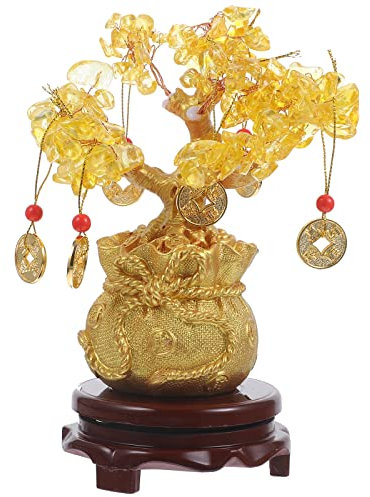 Veemoon Chinesischer Feng Shui Kristall Silber Baum Bonsai Stil Dekoration für Glück und Reichtum Feng Shui Ornament Bonsai