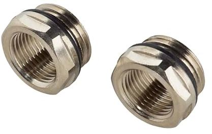 tecuro Lot de 2 réducteurs pour radiateur 1/2 AG x 3/8 IG en laiton nickelé