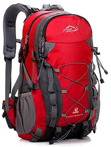 Sac à dos de sport de plein air 40L, sac à dos multifonction léger et ergonomique de grande capacité Sac à dos pour l'escalade, la randonnée, le camping, les voyages, les hommes et les femmes (Rouge)