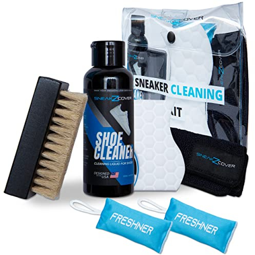 Sneaker Cleaning Kit - Pulizia per scarpe da ginnastica - Set premium con detergente per scarpe di alta qualità, spazzola per scarpe, panno in microfibra, deodorante per scarpe e spugna per scarpe