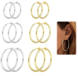 MILACOLATO 6 Paia Orecchini Clip On per Orecchie Non Piercing - Set Argento, Oro e Oro Rosa