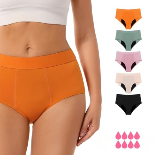 IINTIMACY 5 Culottes menstruelles Ultra absorbantes en Coton |Tous Types de Flux|Idéale pour Les Flux abondants|Convient aux Adolescentes|Grandes Taille|Incontinence|Post-Accouchement| Rose S