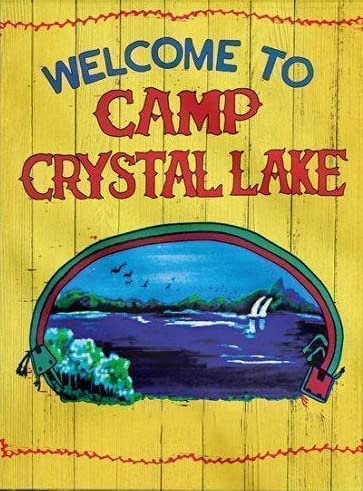 Cartello da giardino personalizzato con scritta Welcome to Camp Crystal Lake For Mom, decorazione da parete, poster in metallo, 20 x 30 cm
