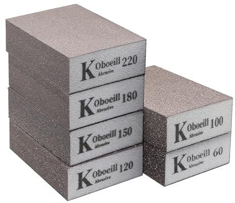 Sanding Block 6 Pcs, Sanding Sponges with 6 Grits (60,100,120,150,180,220) Coarse/Medium/Fine/Superfine Wet and Dry Dual-use Abrasive Pads, Washable and Reusable Sandpaper for Wood Walls Metal