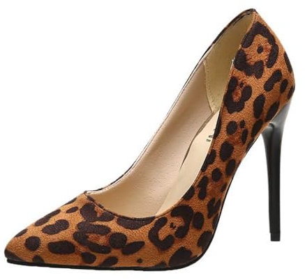 Womens Stiletto High Heel Shoes UK Clearance, Ladies Pointed Toe Pumps Leopard Print Court Shoes Work Smart Office Formal Shoes Wide Fit Lightweight Shoe Clubbing Party Wedding Bridal Sandals