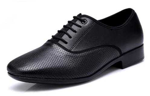 Men's Ballroom Dance Shoes Black Leather Performance Tango Salsa Latin Character Dancing Shoes for Unisex