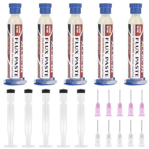 ALLECIN Pack of 5 Flux Soldering 10 ml No Clean Soldering Flux Paste Soldering Paste 10CC Soldering Grease Soldering Flux Lead-free Soldering Flux Paste AEC-559-SFP for SMD PCB BGA Solder
