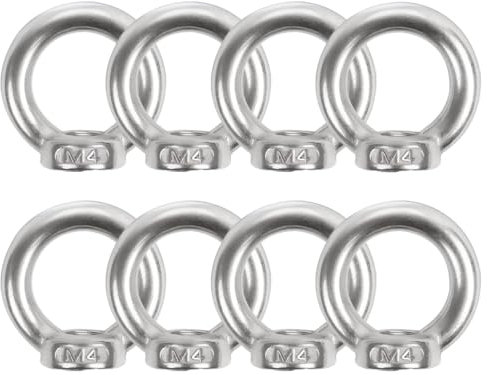 HSIXHAF 8 pcs Ringmutter M4 Ringösen Edelstahl Ringschraube Edelstahl Augenmuttern Hardware Ringförmige Innengewinde-Befestigungsschraube für Seilmontage, Hebezubehör