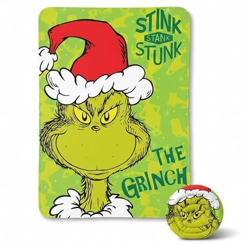 ILS I LOVE SHOPPING Coperta Plaid Morbida e Calda 100x140cm per Bambini Pile con stampa per GRINCH
