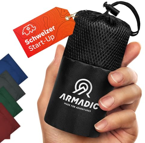 Armadic Sacco a pelo in microfibra (solo 230 g), ultra leggero, piccolo e sottile, sacco a pelo da viaggio, sacco a pelo Inlay, ideale per backpacking, ostelli e capanne di montagna (rosso bordeaux)