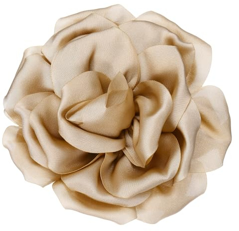 PATIKIL Broche de Seda Satinada con Flor de 4, Gran Broche de Solapa Floral de Peonía para Fiestas de Cumpleaños, Bailes, Banquetes, Decoración de Ropa, Sombreros Y Bolsos, Caqui