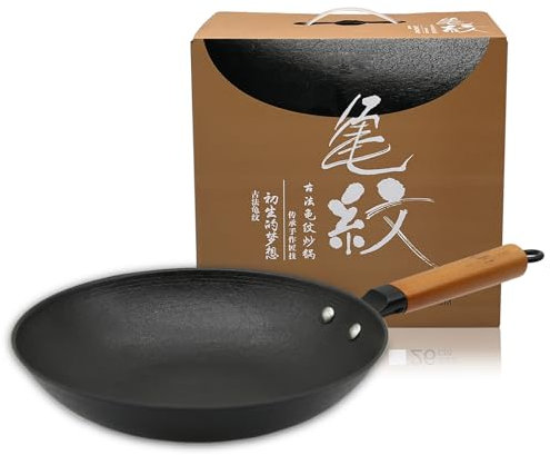 HONG JIANG WOK Non-Stick Omelette Pan, Uncoated Egg Frying Pan with Stay Cool Handle, Pre-seasoned Small Cast Iron Skillet for All Stoves (10 inch)