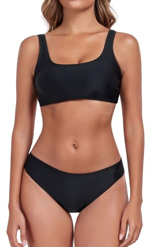 Women's Bikini Sets Sports U Back Two Piece Swimsuits Swimwear Black,L