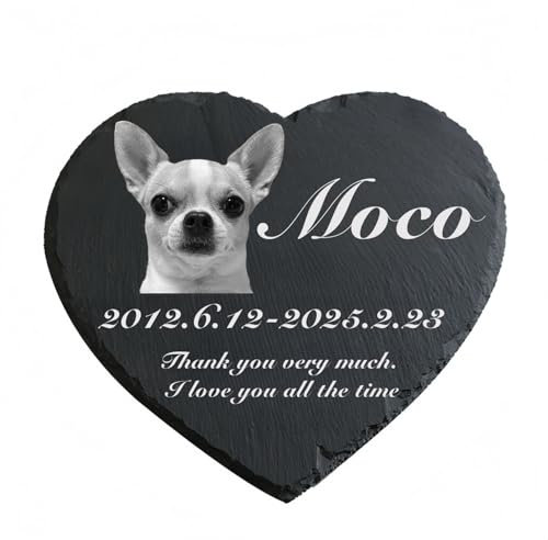 TSD Piedra conmemorativa personalizada para perro, lápida grabada con foto y nombre, marcador de tumba de granito negro para jardín, decoración del hogar, regalo de condolencias por la pérdida de un