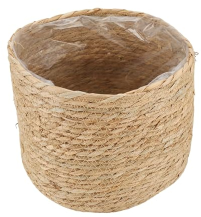 Zhemessy Maceta de Algas Marinas - Maceta Tejida - Cesta Decorativa para Plantas con LáMina de PláStico en Estilo Bohemio S